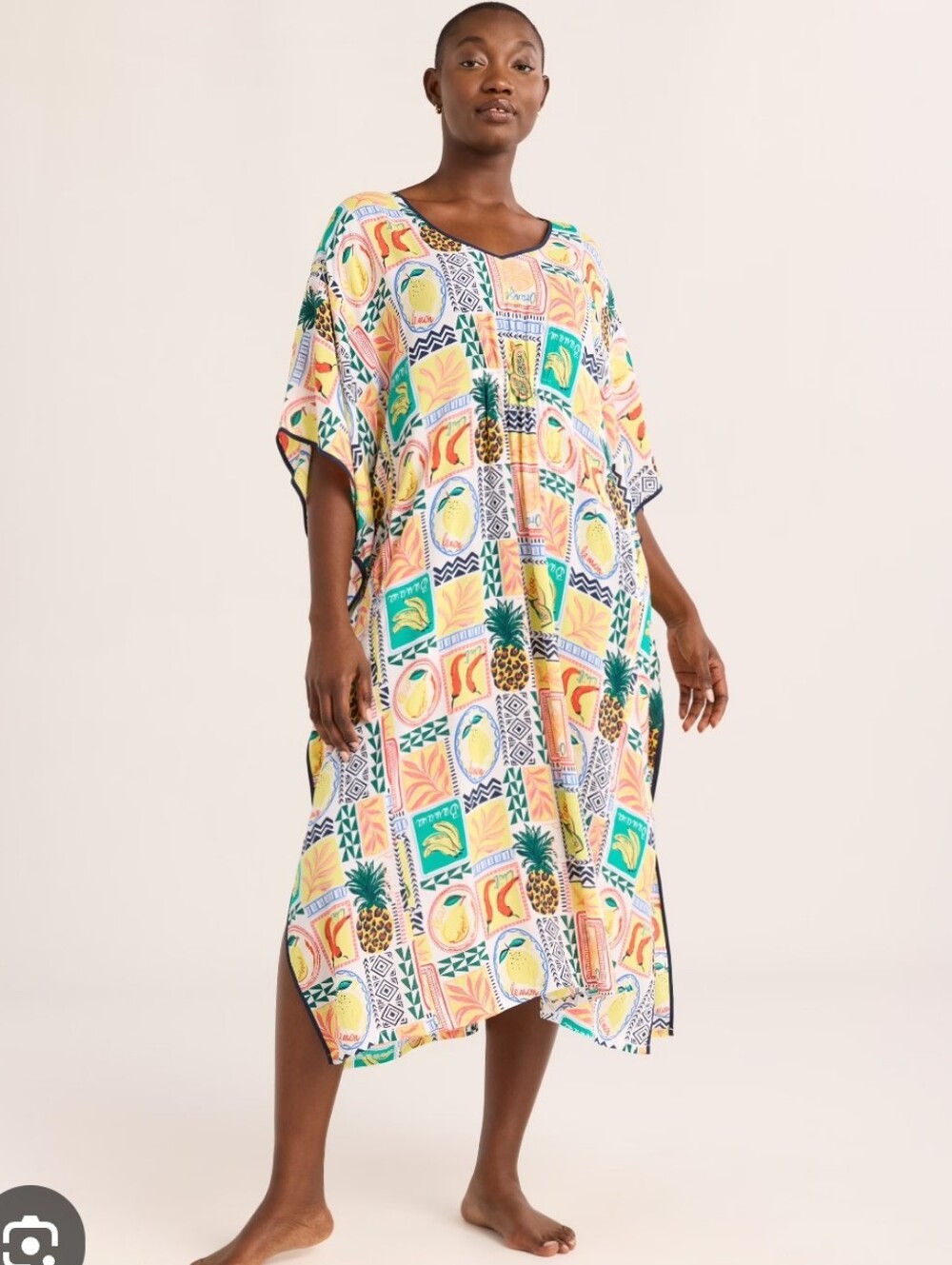 JOYSPUN Women's Plus Size Fruit Print Kaftan Cover-up Dress 4X NWOT